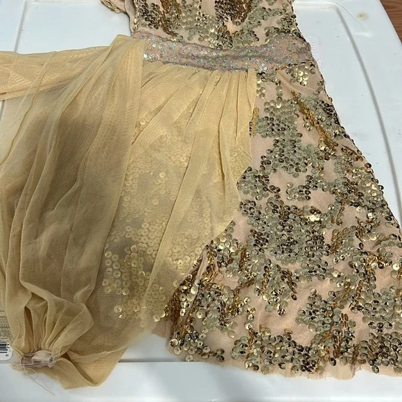 Gold draped skirt dance costume lyrical - Picture 7 of 13